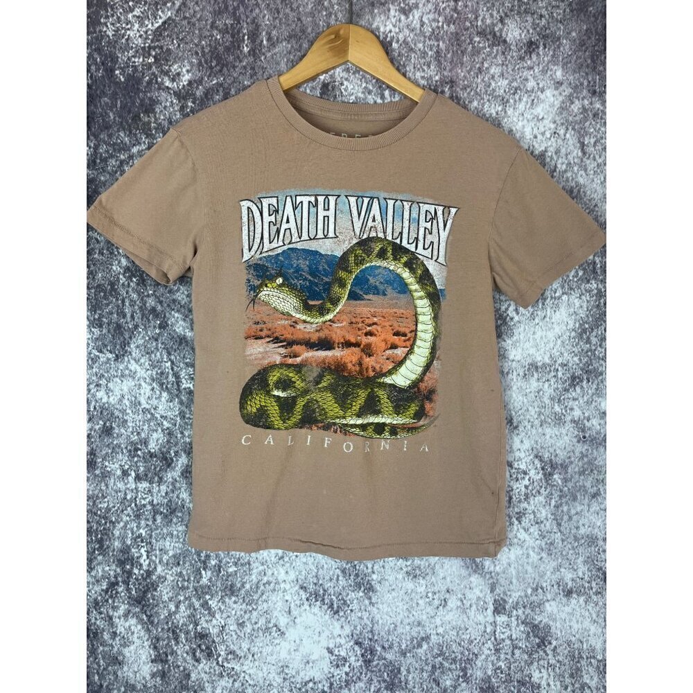 Free State Brown Tan Graphic Snake Mountains Top Tee Shirt‎ Women's XS